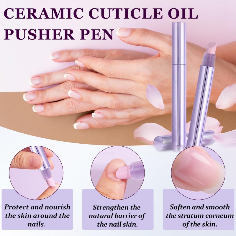 Kunal 3-in-1 Cuticle Oil Pen Sassy Tip Cuticle Pusher Pen, Nail Buffer Pen with Ceramic Tip, Nail Pusher Cuticle for Hangnails & Dry Nails,Nourishing Damaged Nails Care & Treatment - Image 3